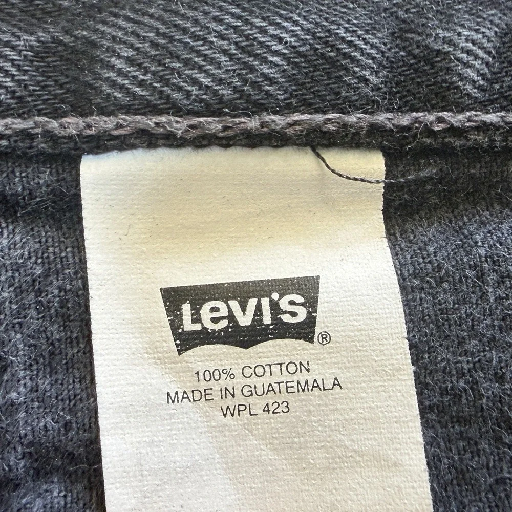 Levi's 501 Jeans Mens Size 42x34 Black Washed Button Fly Straight Leg Red Tab